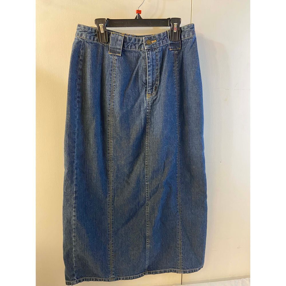 Kim Rogers‎ size 8p petite long Jean denim skirt maxi
